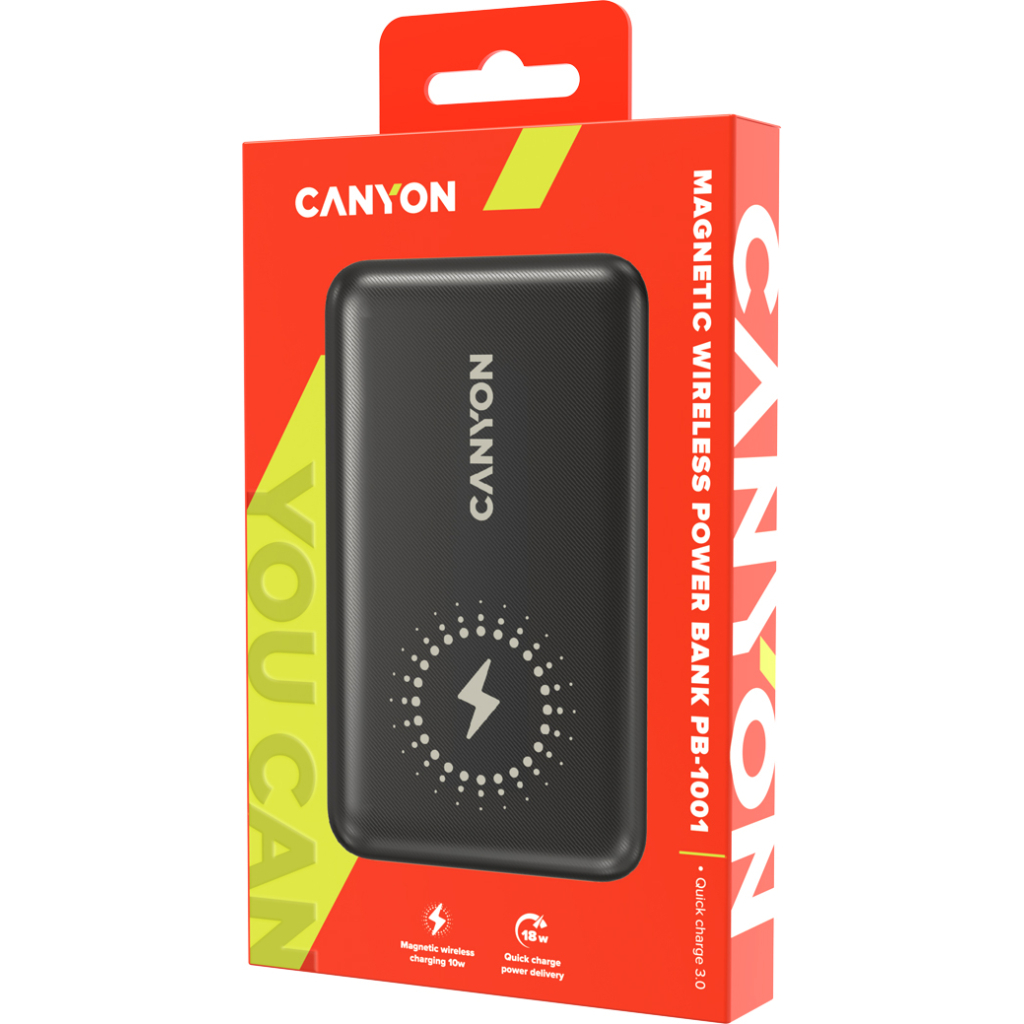 продаём Canyon PB-1001 10000mAh, PD/18W, QC/3.0 +10W Magnet wireless charger, black (CNS-CPB1001B) в Украине - фото 4