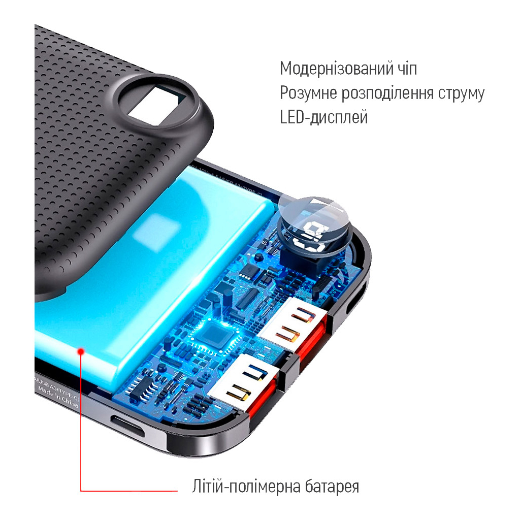 Повербанк ColorWay 10 000 mAh LCD (USB QC3.0 + USB-C Power Delivery 18W) Black (CW-PB100LPH3BK-PDD) характеристики - фотография 7