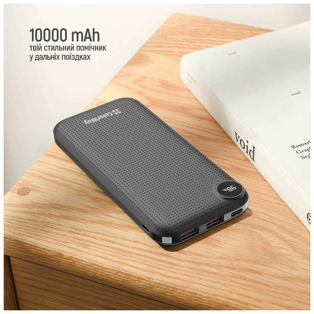 Повербанк ColorWay 10 000 mAh LCD (USB QC3.0 + USB-C Power Delivery 18W) Black (CW-PB100LPH3BK-PDD) внешний вид - фото 9