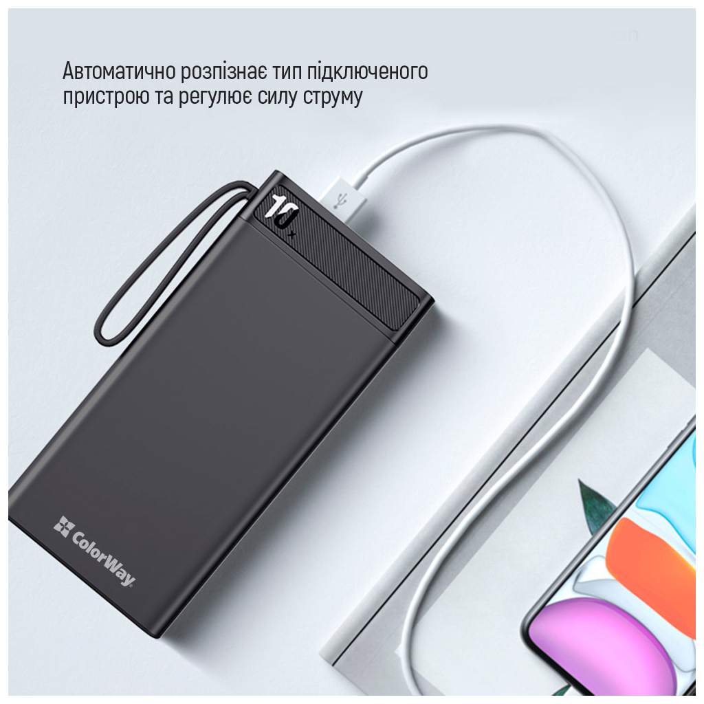 Повербанк ColorWay 10 000 mAh Metal case (USB QC3.0 + USB-C Power Delivery 18W) (CW-PB100LPI2BK-PDD) обзор - фото 8