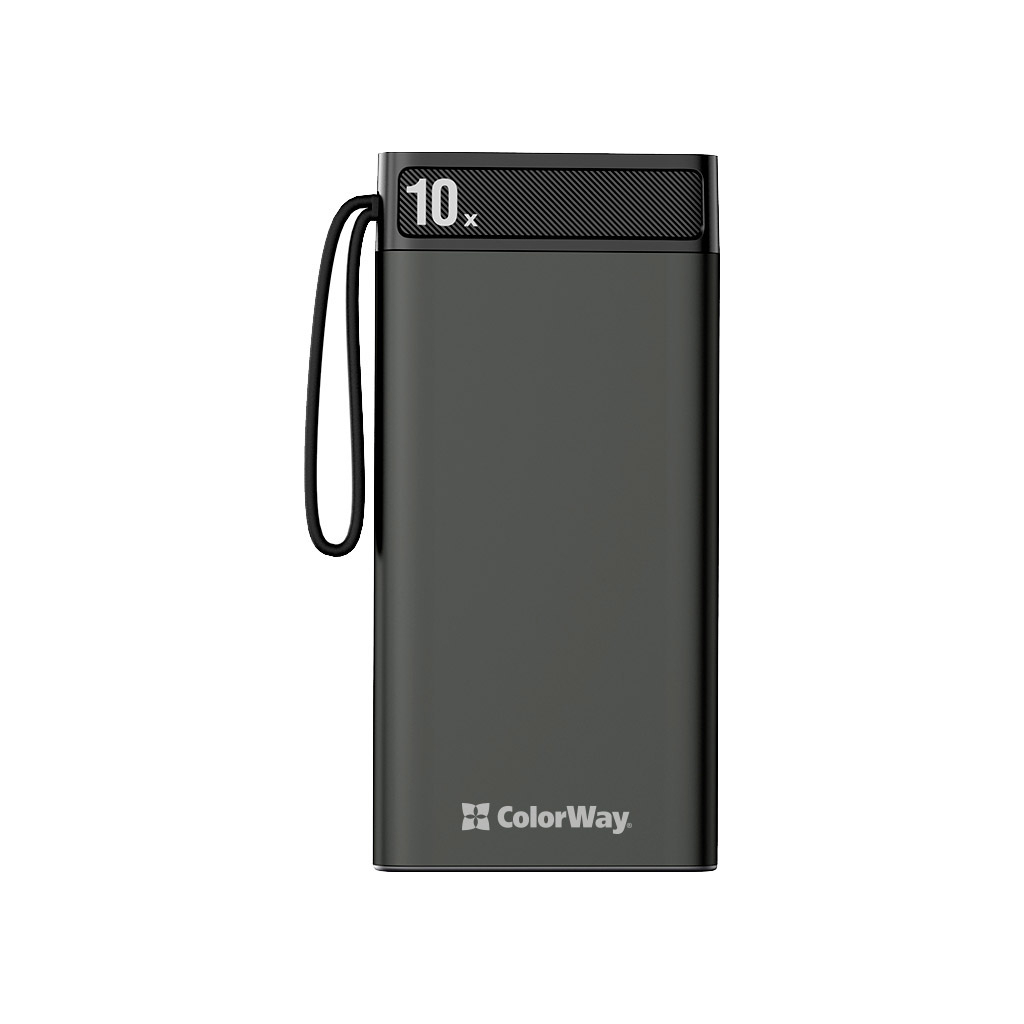 Алюмінієвий павербанк ColorWay 10 000 mAh Metal case (USB QC3.0 + USB-C Power Delivery 18W) (CW-PB100LPI2BK-PDD)