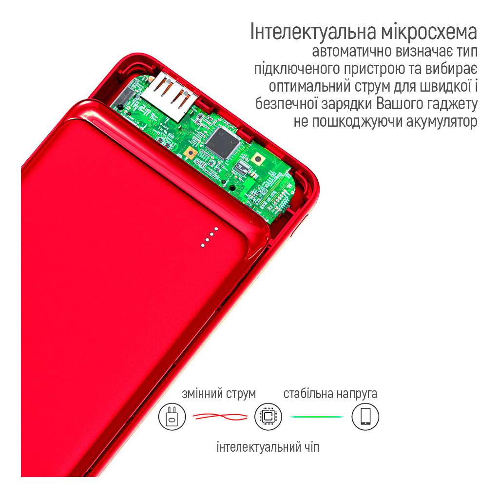 Повербанк ColorWay 10 000 mAh Slim (USB QC3.0 + USB-C Power Delivery 18W) Red (CW-PB100LPG3RD-PD) інструкція - зображення 6