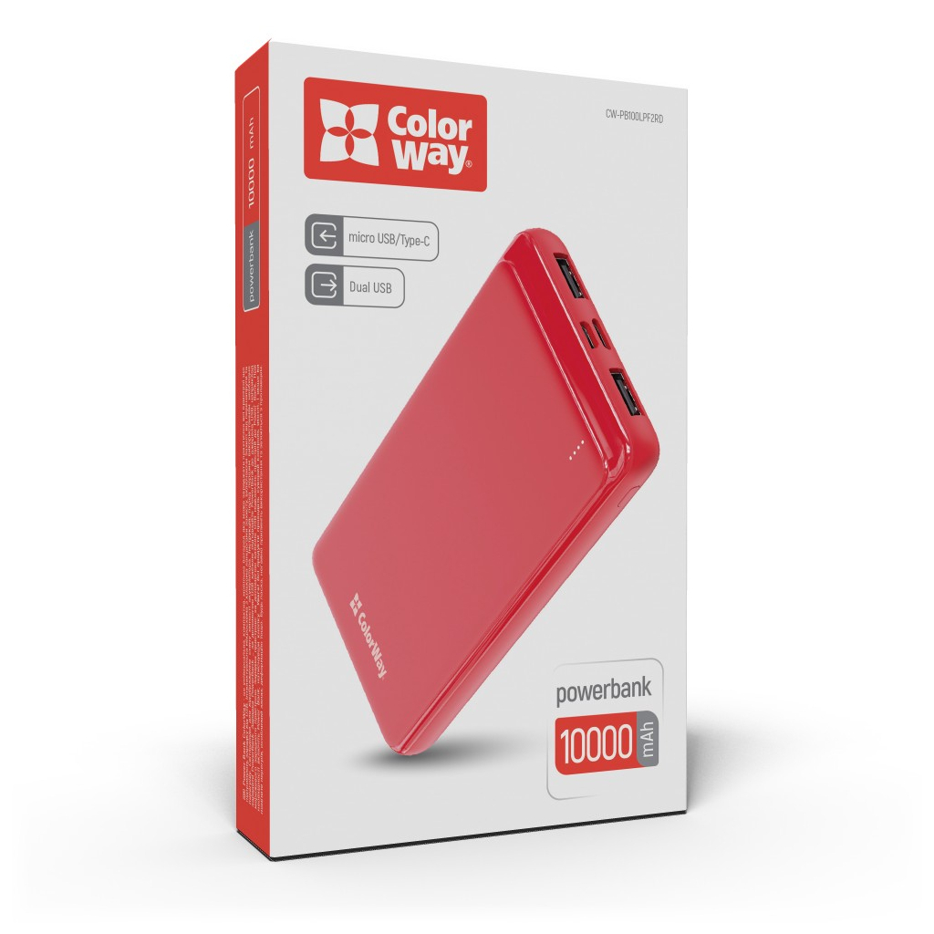 ColorWay 10 000 mAh Slim, Red (CW-PB100LPF2RD) в магазині в Києві - фото 10