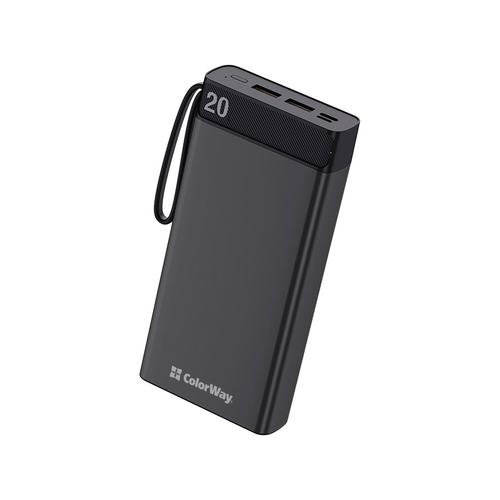 Повербанк ColorWay 20 000 mAh Metal case, Black (CW-PB200LPB2BK) цена 0 грн - фотография 2