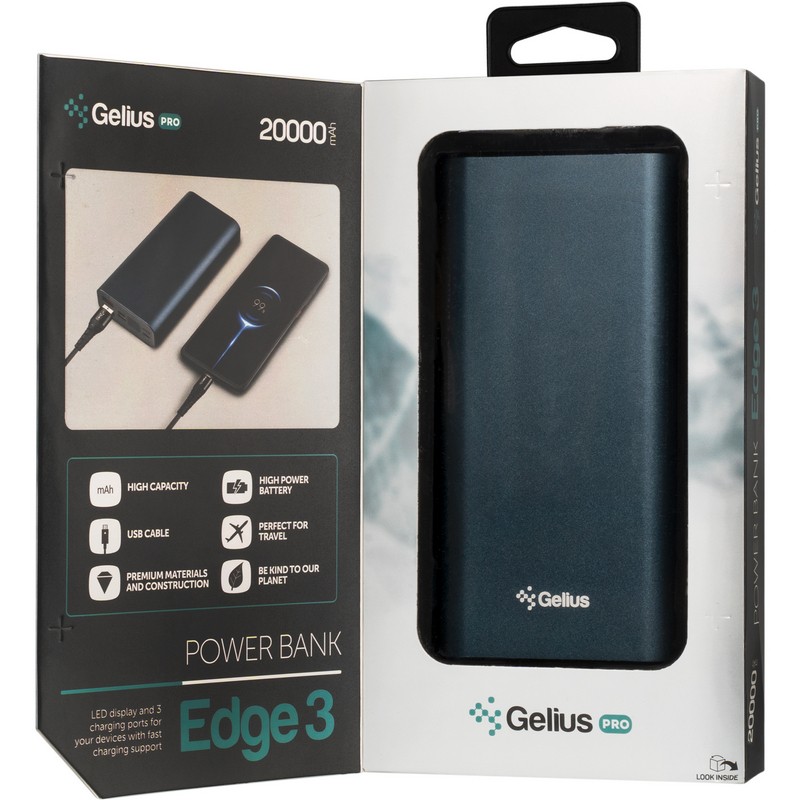 Повербанк Gelius Pro Edge 3 Power Delivery, Qick Charge, Display, 20000mAh Dark B (GP-PB20-210 / 00000082624) характеристики - фотографія 7