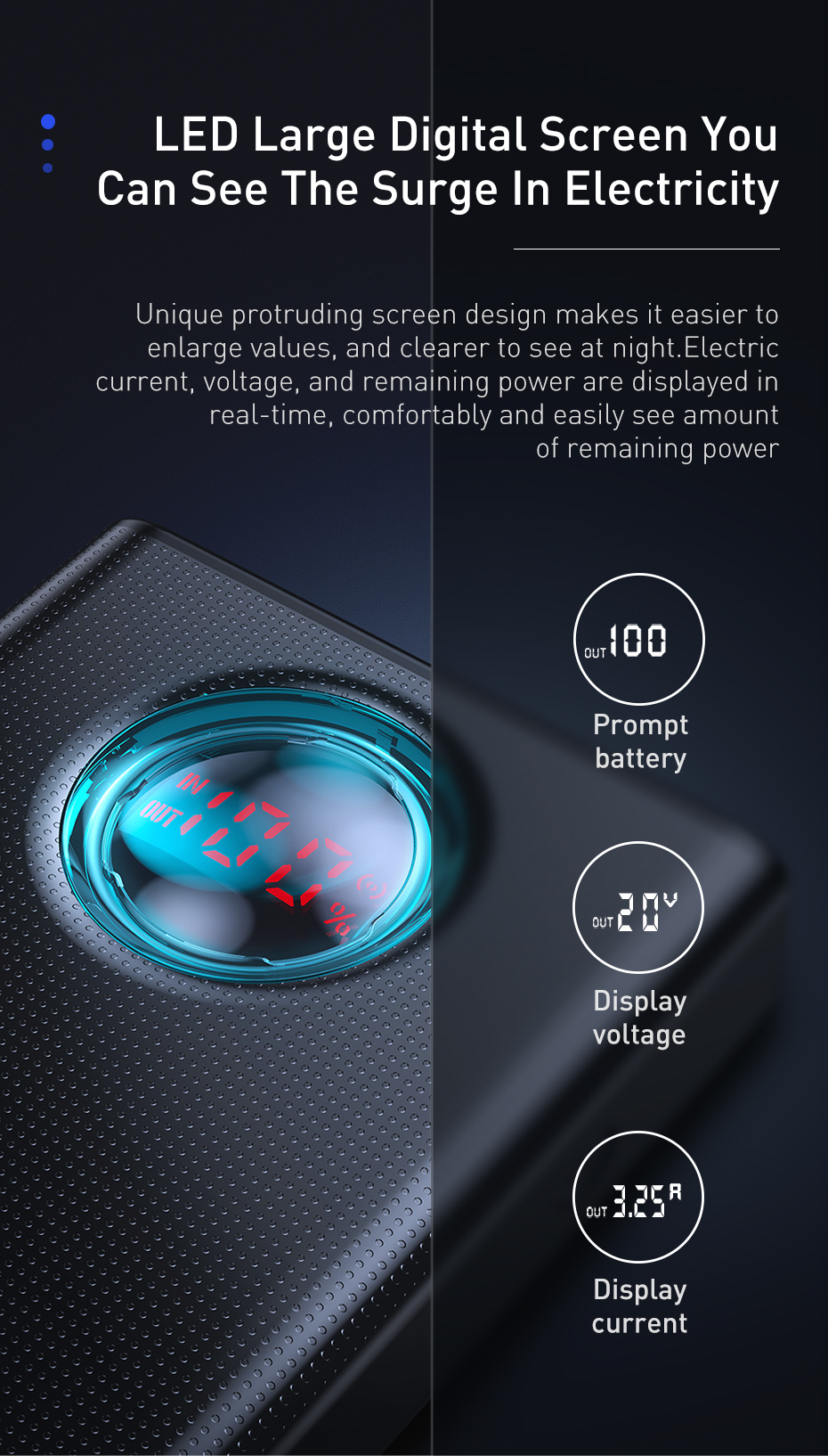 Повербанк Baseus Amblight 30000mAh 65W, 6A, QC3.0, PD3.0, cable Type-C/100W (PPLG-A01) внешний вид - фото 9