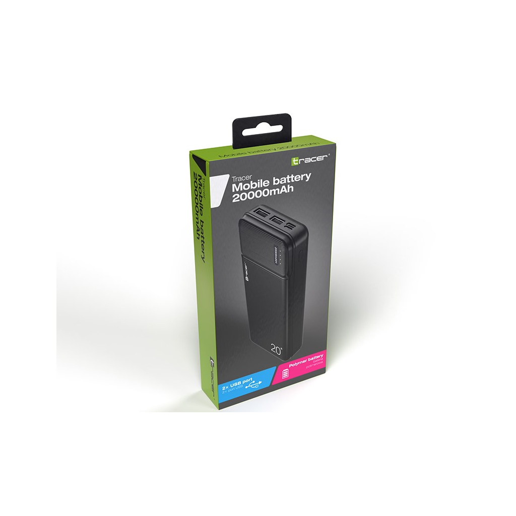 Повербанк Tracer 20000 mAh, PD/20W/USB Type-C, 2*USB 5V/2.1A, black (TRABAT46961) ціна 1425 грн - фотографія 2