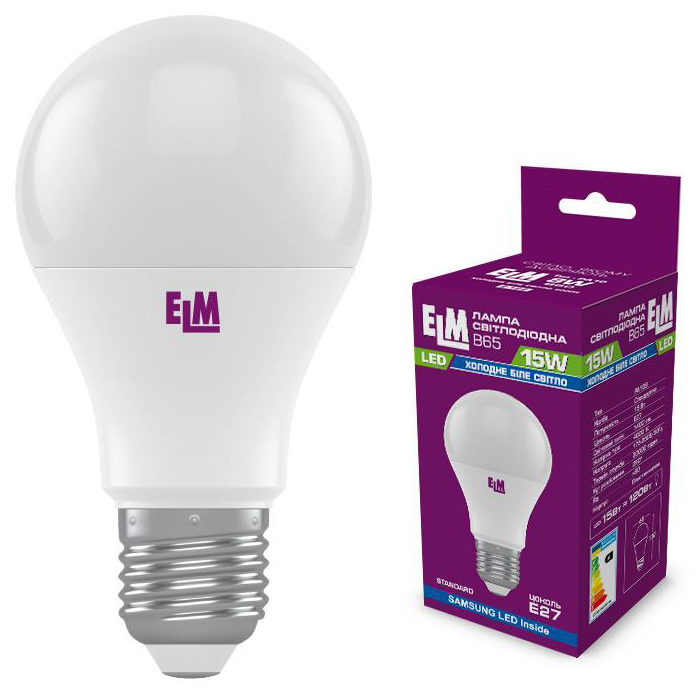 Светодиодная лампа мощностью 15 Вт ELM B65 15W PA10S E27 4000K (18-0194)