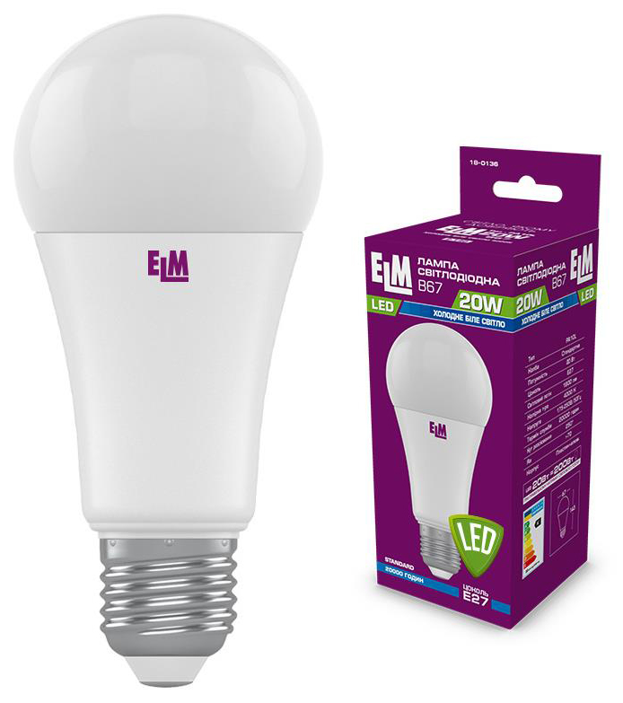 Светодиодная лампа ELM B67 20W PA10L E27 4000K (18-0136)