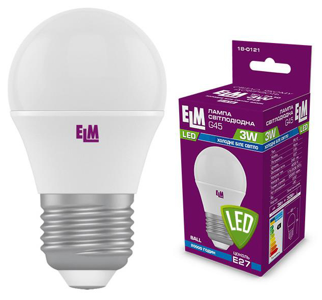 Лампа ELM светодиодная ELM D45 3W PA10 E27 4000K (18-0121)