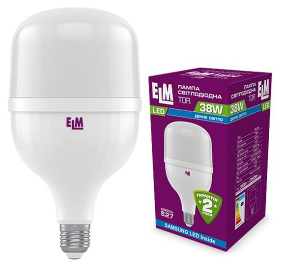 Характеристики світлодіодна лампа ELM TOR 38W PA20S E27 6500K (18-0190)