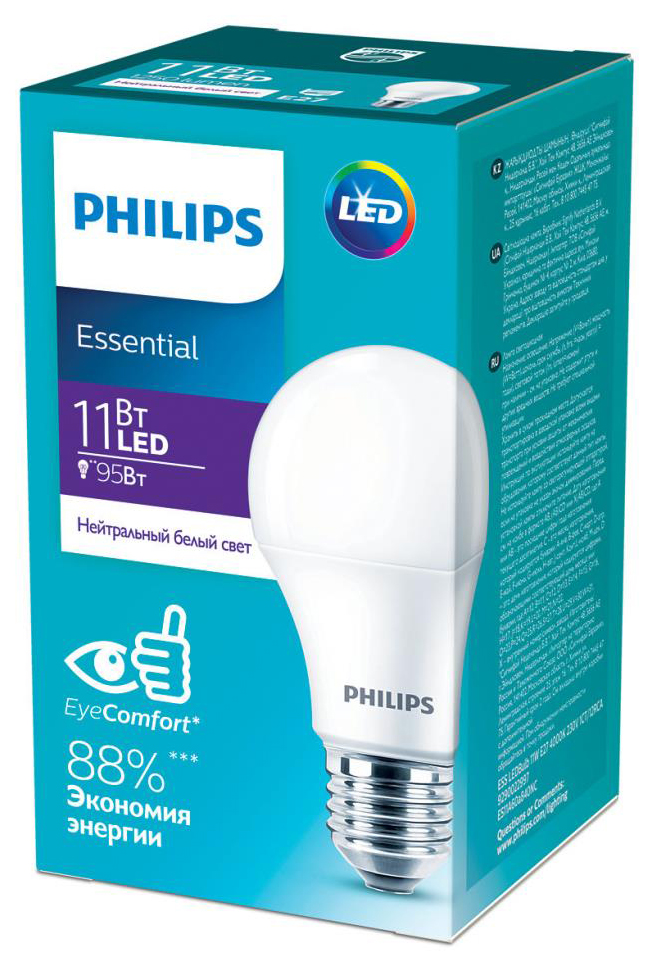 Світлодіодна лампа Philips ESS LEDBulb 11W 1250lm E27 840 1CT/12RCA (929002299787) ціна 114 грн - фотографія 2