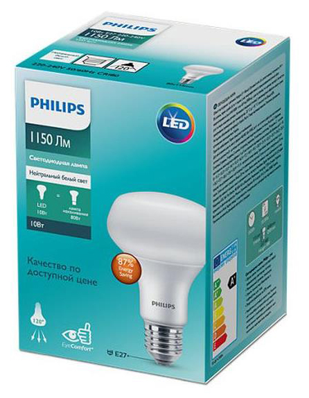 Светодиодная лампа Philips ESS LEDspot 10W 1150lm E27 R80 840 (929002966287) цена 204.10 грн - фотография 2
