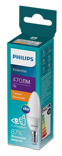 Світлодіодна лампа Philips ESSLEDCandle 5W 470lm E14 827 B35NDFRRCA (929002968407) ціна 91.00 грн - фотографія 2