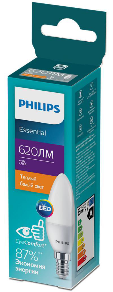 Світлодіодна лампа Philips ESSLEDCandle 6W 620lm E14 827 B35NDFRRCA (929002970807) ціна 94.50 грн - фотографія 2