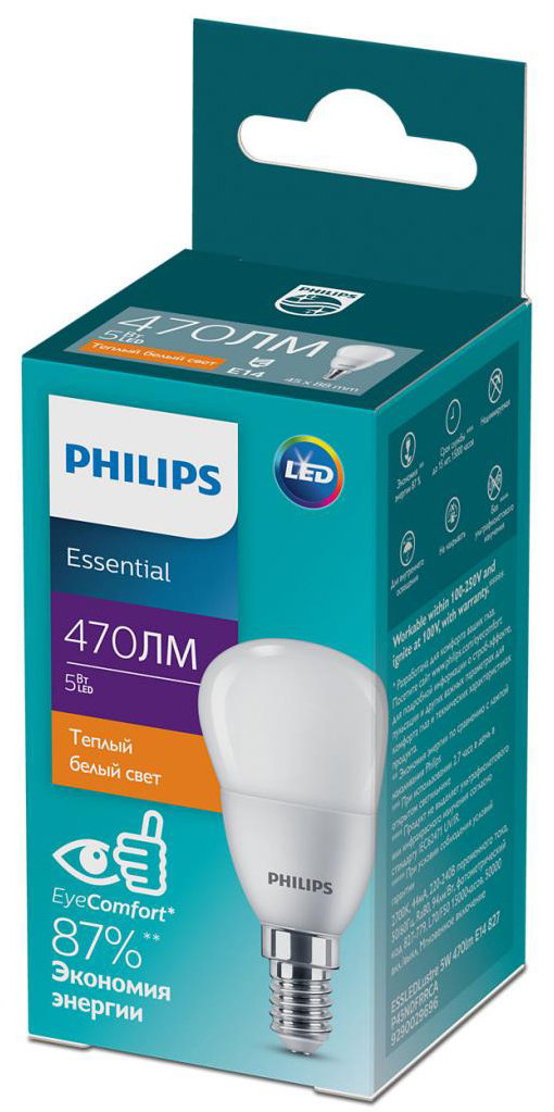 Светодиодная лампа Philips ESSLEDLustre 5W 470lm E14 827 P45NDFRRCA (929002969607) цена 88.50 грн - фотография 2