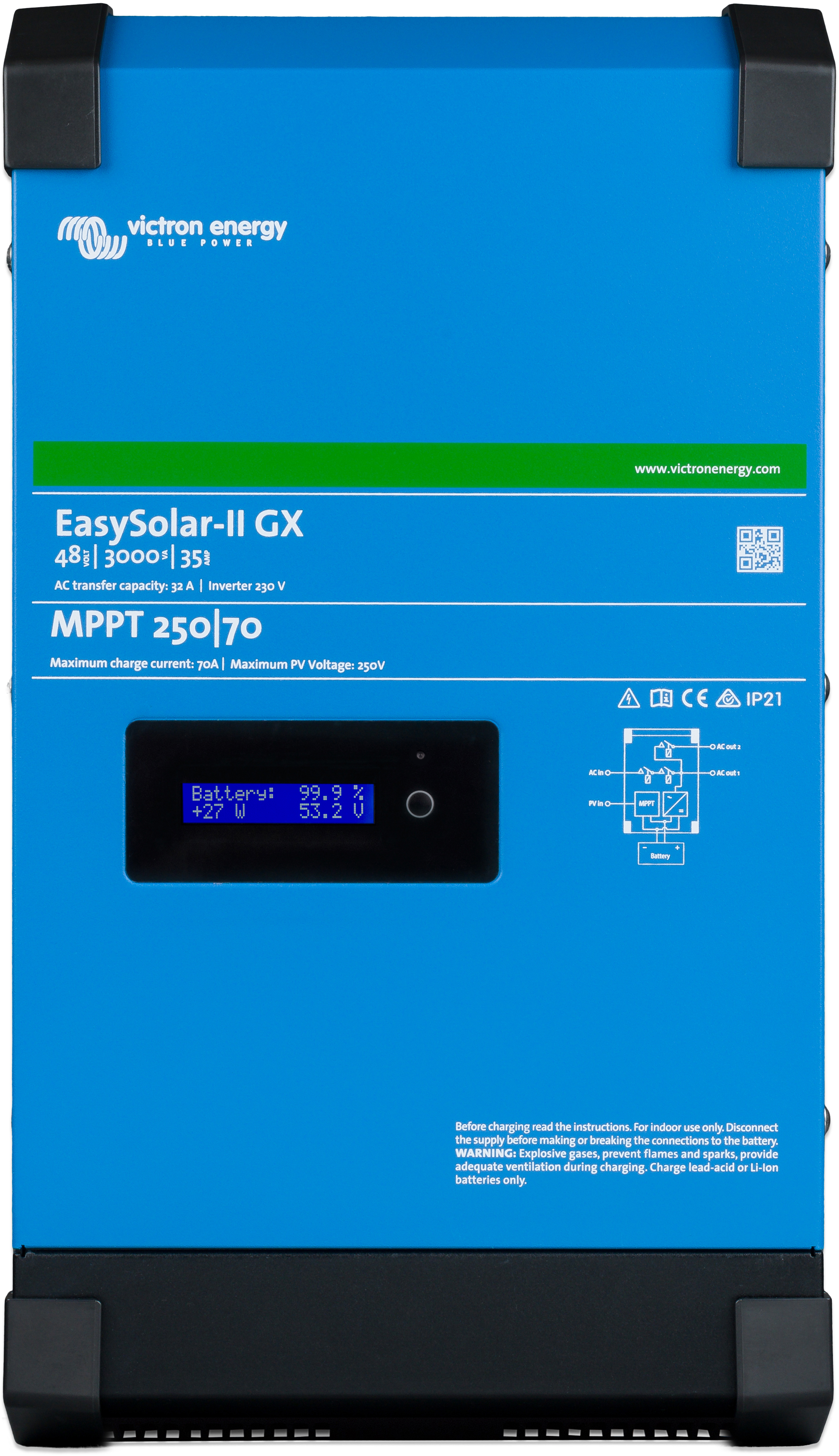 Инвертор гибридный Victron Energy EasySolar-II 48/3000/35-32 MPPT 250/70 GX в интернет-магазине, главное фото