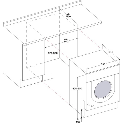 Whirlpool BIWDWG75148 Габаритні розміри