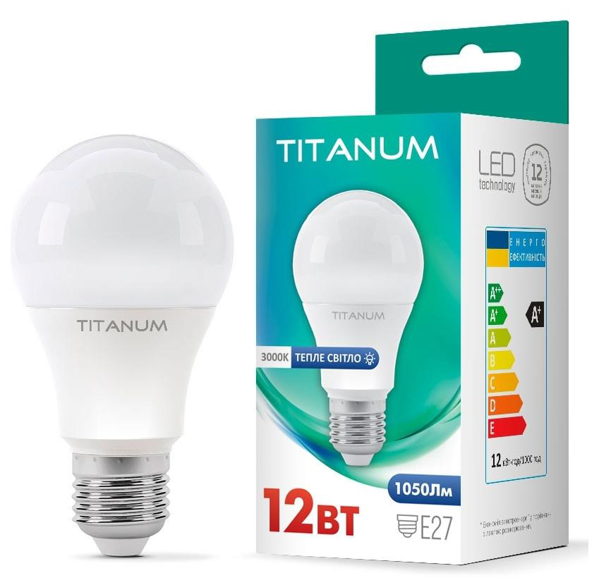 Світлодіодна лампа Titanum A60 12W E27 3000K (TLA6012273)