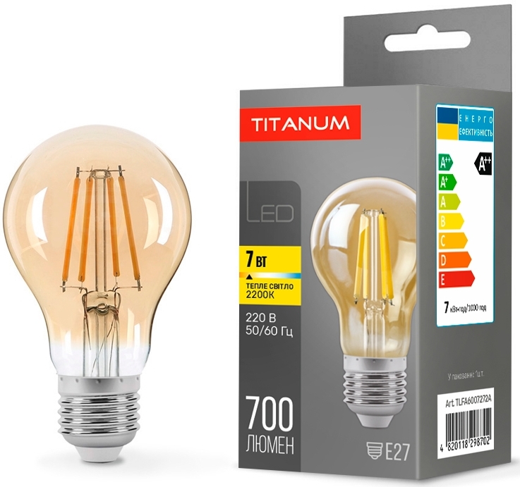 Titanum Filament A60 7W E27 2200K бронза (TLFA6007272A)