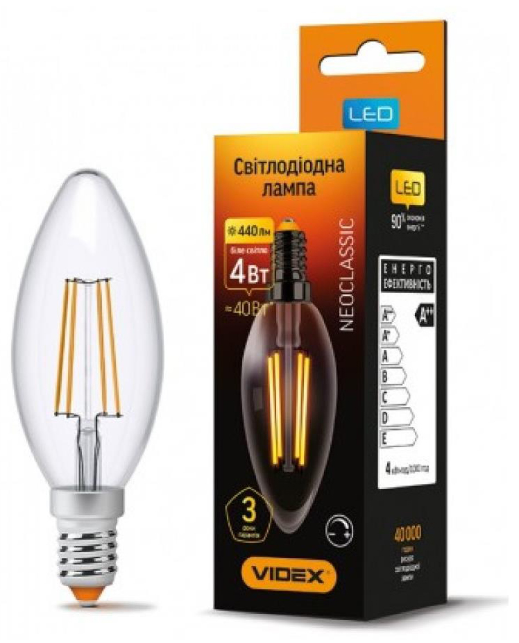 в продажу Світлодіодна лампа Videx LED Filament C37FD 4W E14 4100K (VL-C37FD-04144) - фото 3