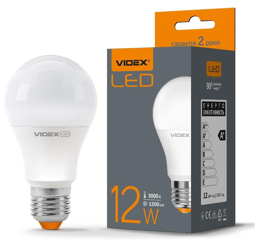 Характеристики світлодіодна лампа Videx A60e 12W E27 3000K (VL-A60e-12273)