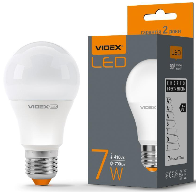 Светодиодная лампа Videx A60e 7W E27 4100K 220V (VL-A60e-07274) цена 86 грн - фотография 2