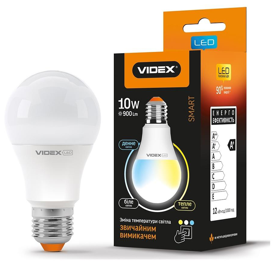 Світлодіодна лампа Videx A60eC3 10W E27 (VL-A60eC3-1027)