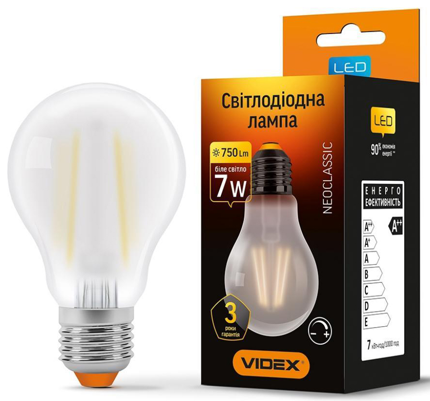 Светодиодная лампа Videx Filament A60FMD 7W E27 4100K 220V (VL-A60FMD-07274) цена 0 грн - фотография 2