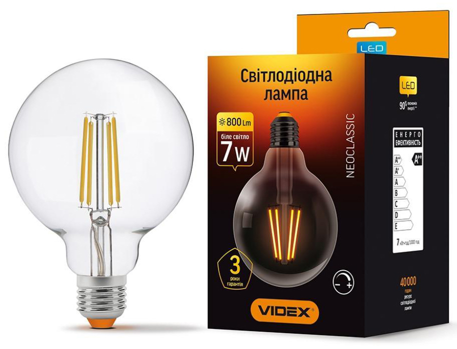 Светодиодная лампа Videx Filament G95FD 7W E27 4100K 220V (VL-G95FD-07274) цена 241 грн - фотография 2