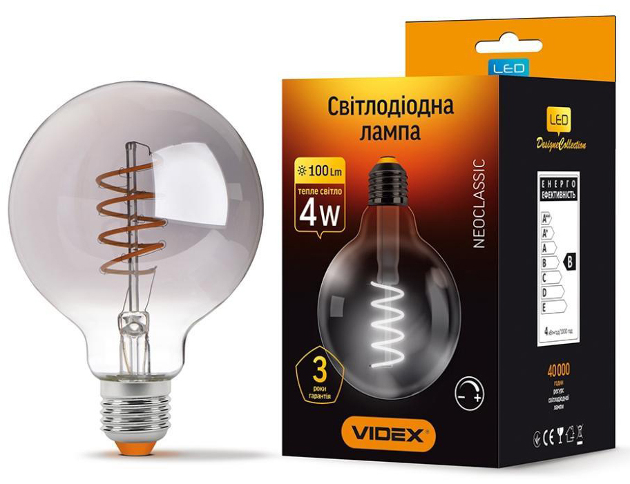 Светодиодная лампа Videx Filament G95FGD 4W E27 2100K 220V (VL-G95FGD-04272) цена 469 грн - фотография 2
