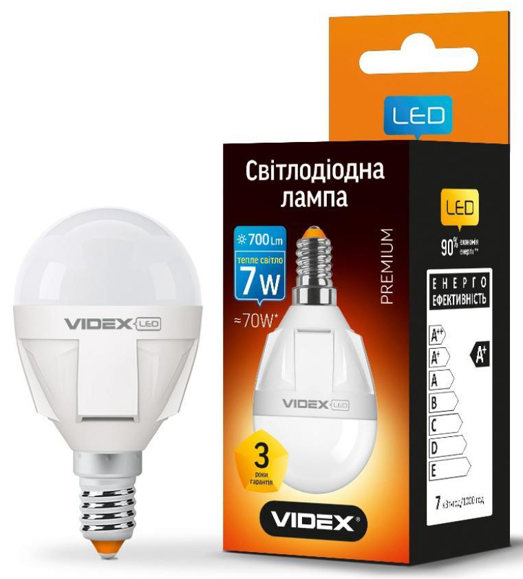 Світлодіодна лампа Videx G45 7W E14 3000K 220V (VL-G45-07143) ціна 148.50 грн - фотографія 2