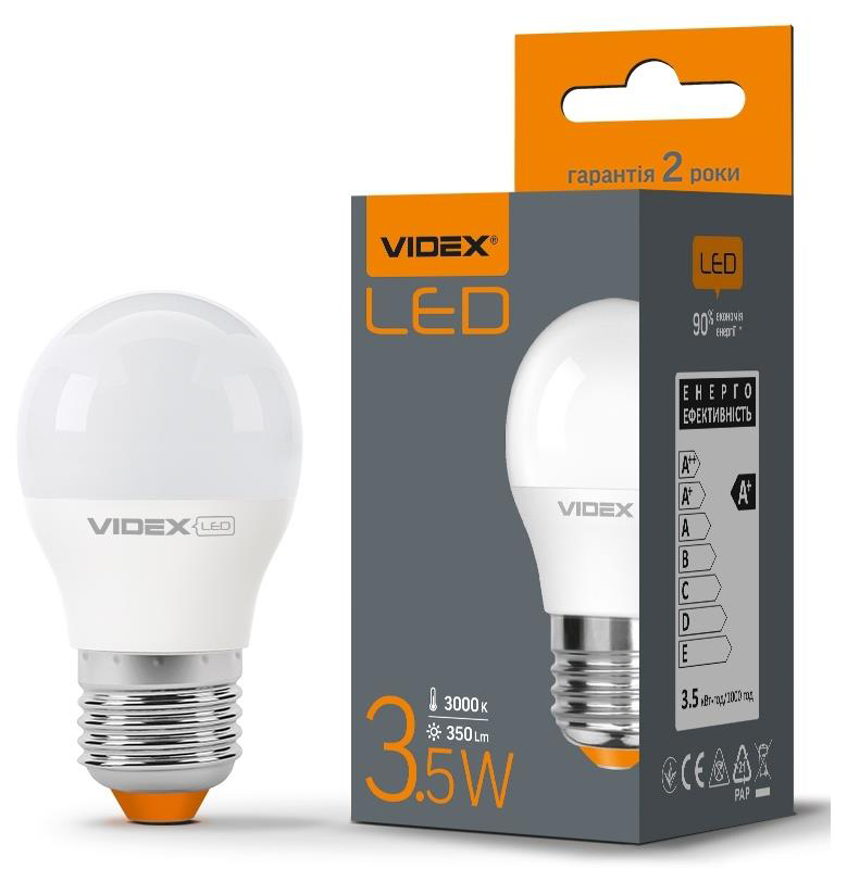 Відгуки світлодіодна лампа Videx G45e 3.5W E27 3000K (VL-G45e-35273)