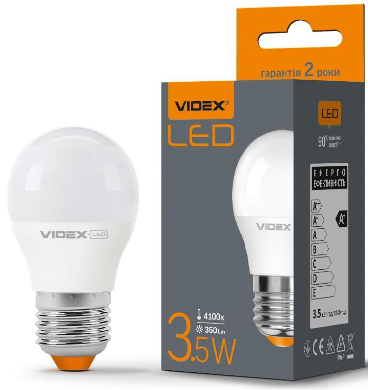 Світлодіодна лампа Videx G45e 3.5W E27 4100K 220V (VL-G45e-35274) ціна 66 грн - фотографія 2