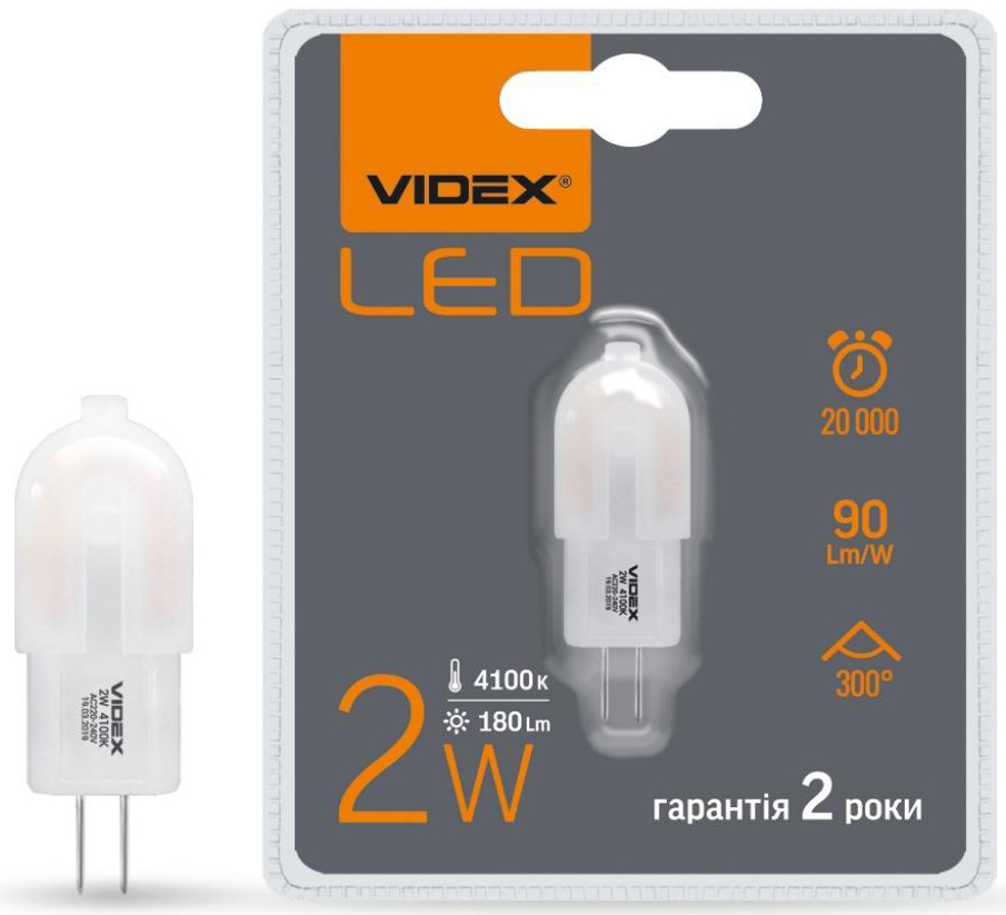 Светодиодная лампа Videx G4e 2W G4 4100K 220V (VL-G4e-02224) цена 100.10 грн - фотография 2