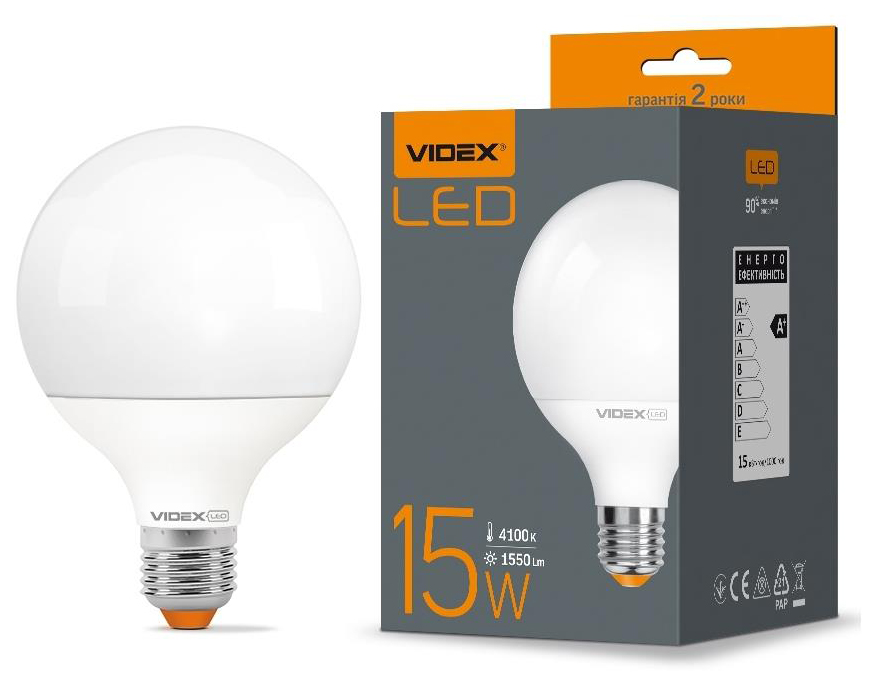 Світлодіодна лампа Videx G95e 15W E27 4100K (VL-G95e-15274)