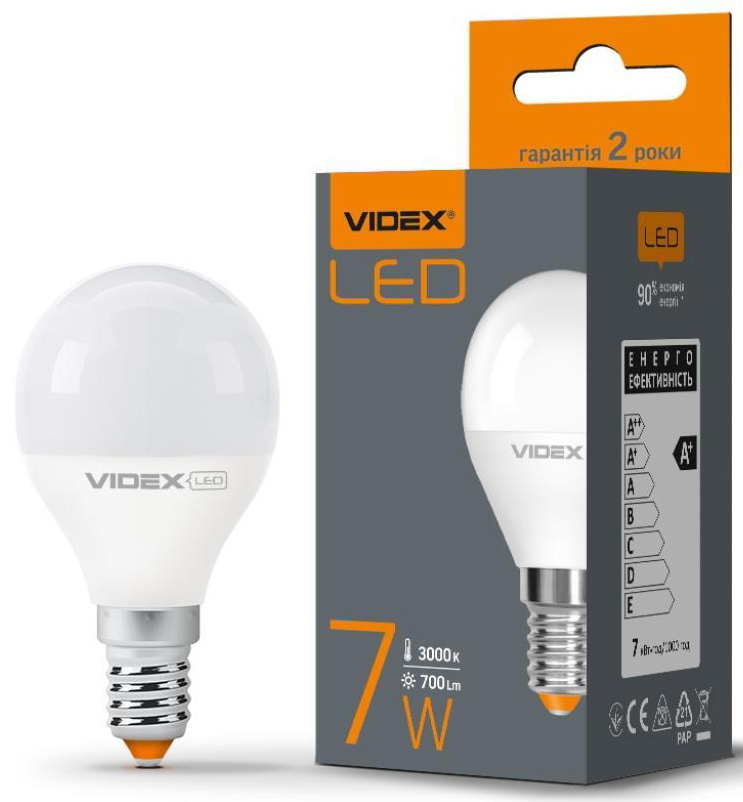 Світлодіодна лампа Videx LED G45e 7W E14 3000K 220V (VL-G45e-07143) ціна 63.00 грн - фотографія 2