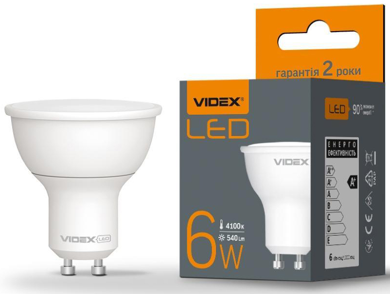 Светодиодная лампа Videx LED MR16e 6W GU10 4100K 220V (VL-MR16e-06104) цена 81.00 грн - фотография 2