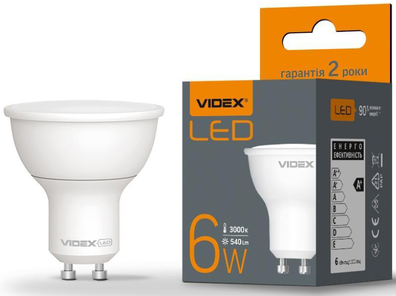 Светодиодная лампа Videx MR16e 6W GU10 3000K 220V (VL-MR16e-06103) цена 95 грн - фотография 2