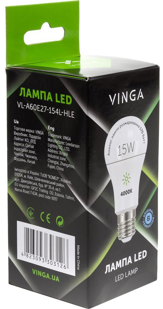 Світлодіодна лампа Vinga VL-A60E27-154L-HLE ціна 114 грн - фотографія 2