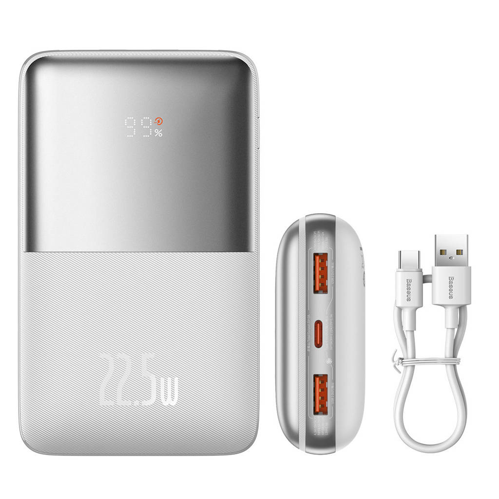 Повербанк Baseus Pro 20000mAh, 22.5W, White, with USB-A - USB-C 3A 0.3m cable (PPBD040302) в интернет-магазине, главное фото