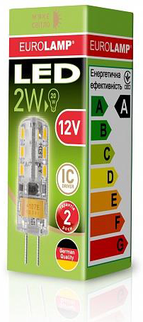Светодиодная лампа 12 вольт Eurolamp LED силикон G4 2W 3000K 12V