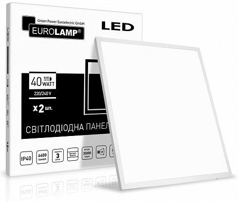 Характеристики светильник Eurolamp LED 40W 5000К 110lm/W 2шт в коробке