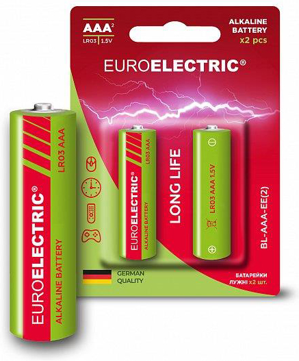 Батарейка Euroelectric щелочная AAA LR03 1,5V blister 2шт в интернет-магазине, главное фото