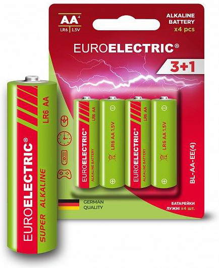 Характеристики батарейка Euroelectric лугова AA LR6 1,5V blister 4шт