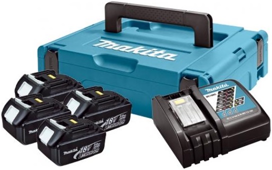 Набор аккумулятор + зарядное устройство Makita LXT BL1830 x 4шт (18V, 3Ah) + DC18RC, кейс Makpac1 (197954-1) в интернет-магазине, главное фото