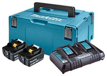 Набір акумулятор + зарядний пристрій Makita LXT BL1860 x 2шт (18V, 6Ah) + DC18RD, кейс Makpac3 (198077-8) ціна 17400 грн - фотографія 2