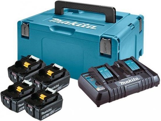 Набір акумулятор + зарядний пристрій Makita LXT BL1860B x 4шт (18V, 6Ah) + DC18RD, кейс Makpac 3 (198091-4) в інтернет-магазині, головне фото