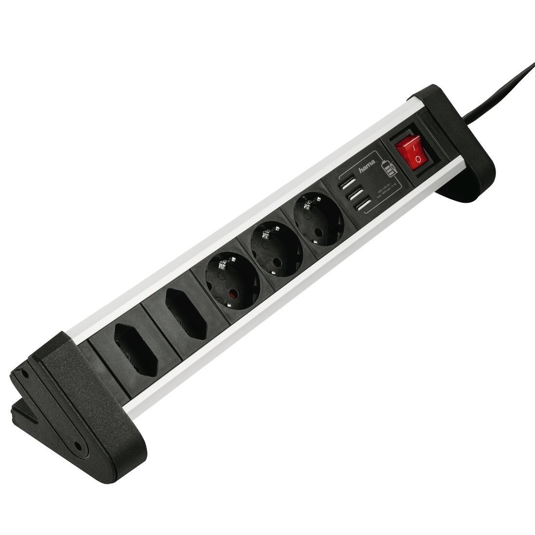 Сетевой удлинитель Hama Tabletop 5XSocket 3 USB 3A*1.5мм ws 1.5м Black