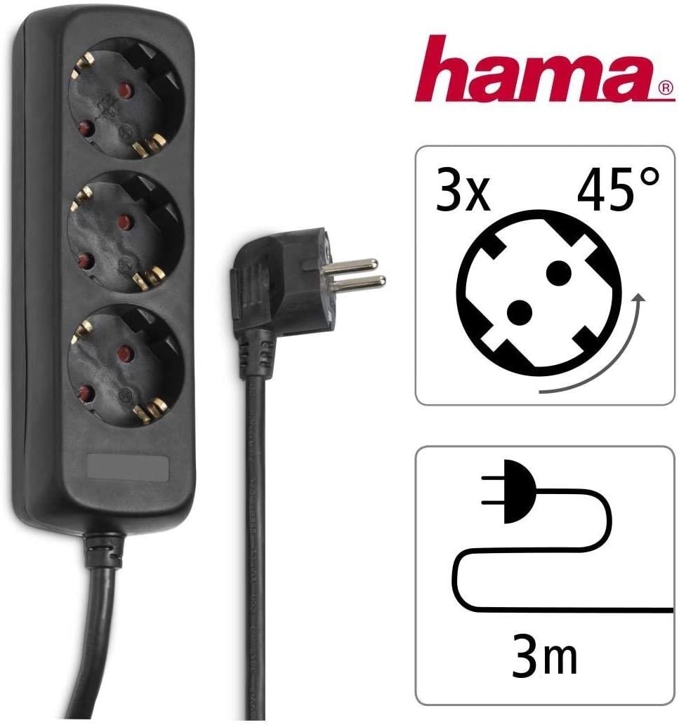 Сетевой удлинитель Hama 3XSchuko 3G*1.5мм 1.4м Black характеристики - фотография 7